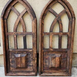 Arch Wood Frame Distress Brown Shabby Chic Remito Set of 2, 28" H